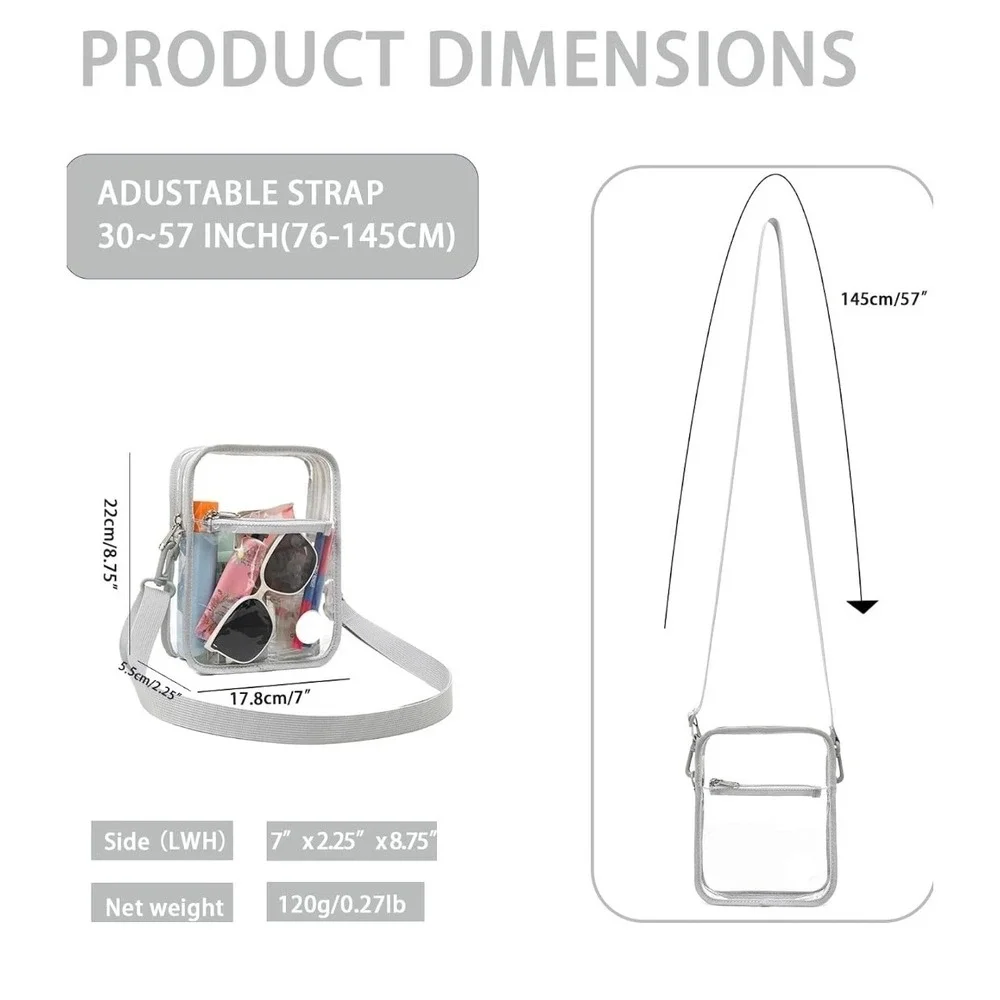 3 Clear Purse Bag for Stadium Events Clear Messenger Bag for Men and Women